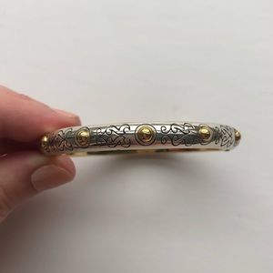 Brighton Aires Hinged Bangle - Silver and Gold